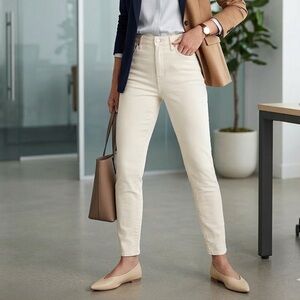 TALBOTS Slim Ankle Jeans Natural Beige Mid Rise Cotton Spandex Women’s 6